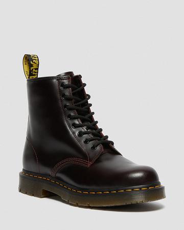 Burgundy Women's Dr Martens 1460 Slip Resistant Atlas Leather Lace Up Boots | CA 201ZUT